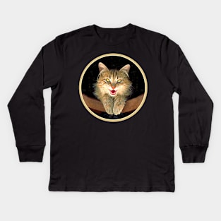 Mad Yellow Tabby Cat Kids Long Sleeve T-Shirt